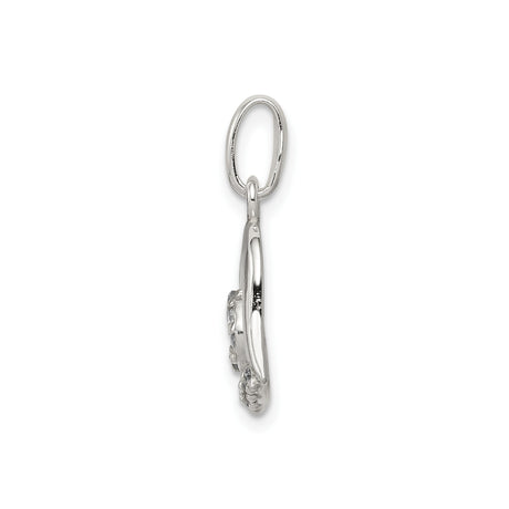 Sterling Silver Heart Pendant with Cubic Zirconia, Open Swirl Design, Romantic Style for Women