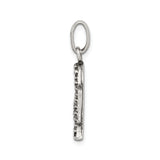 Sterling Silver Heart Pendant with Cubic Zirconia, Tilted Open Design, Textured Sparkle Detail