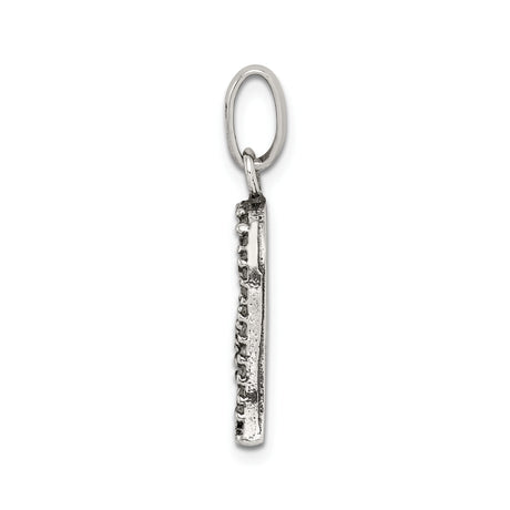 Sterling Silver Heart Pendant with Cubic Zirconia, Tilted Open Design, Textured Sparkle Detail