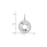 Sterling Silver Circle Pendant with Cubic Zirconia Halo and Sunburst Design