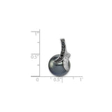 Sterling Silver Pendant with Hematite, Cubic Zirconia, and Pearl in Abstract Design