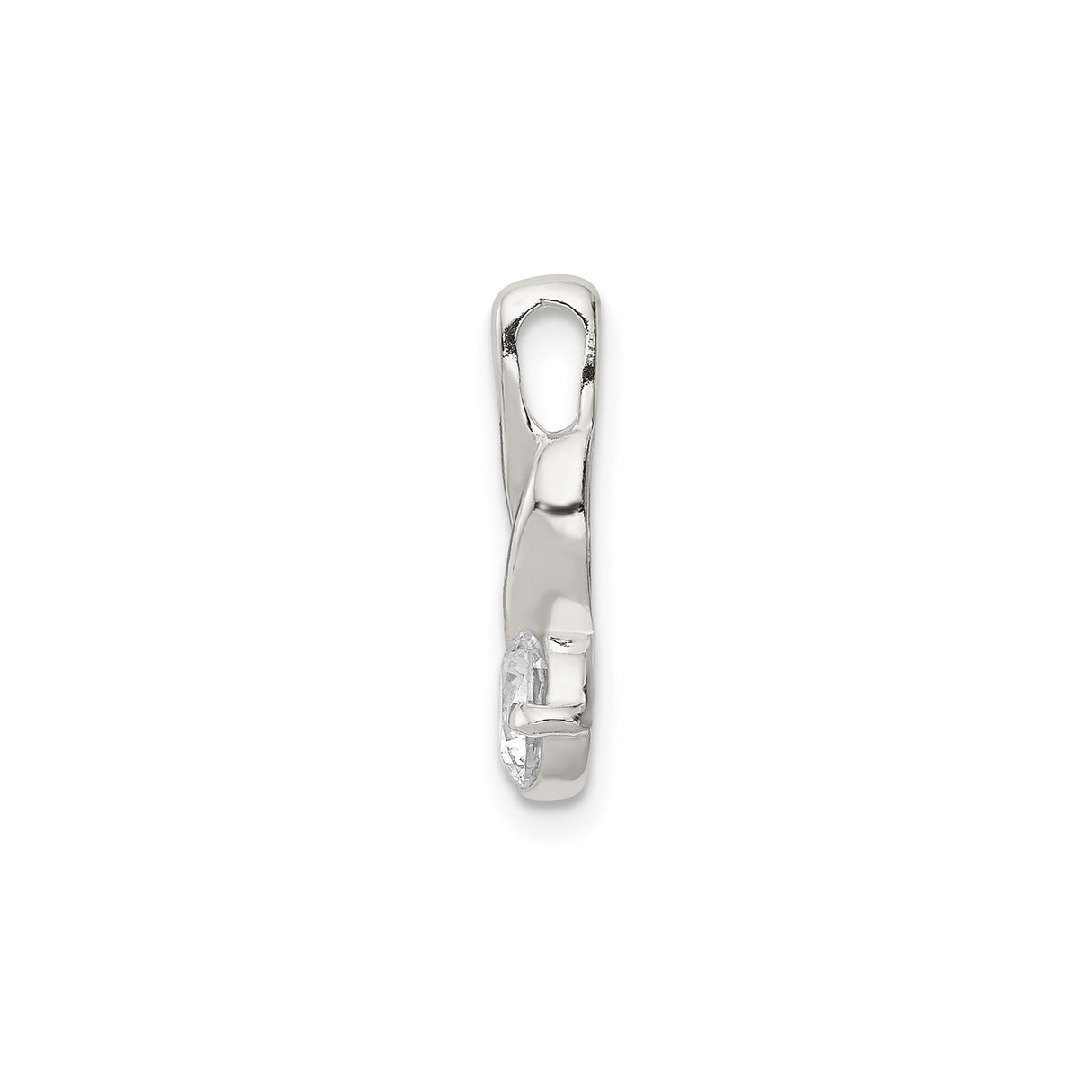 Sterling Silver Infinity Pendant with Cubic Zirconia, Twisted Design, Symbol of Eternal Love