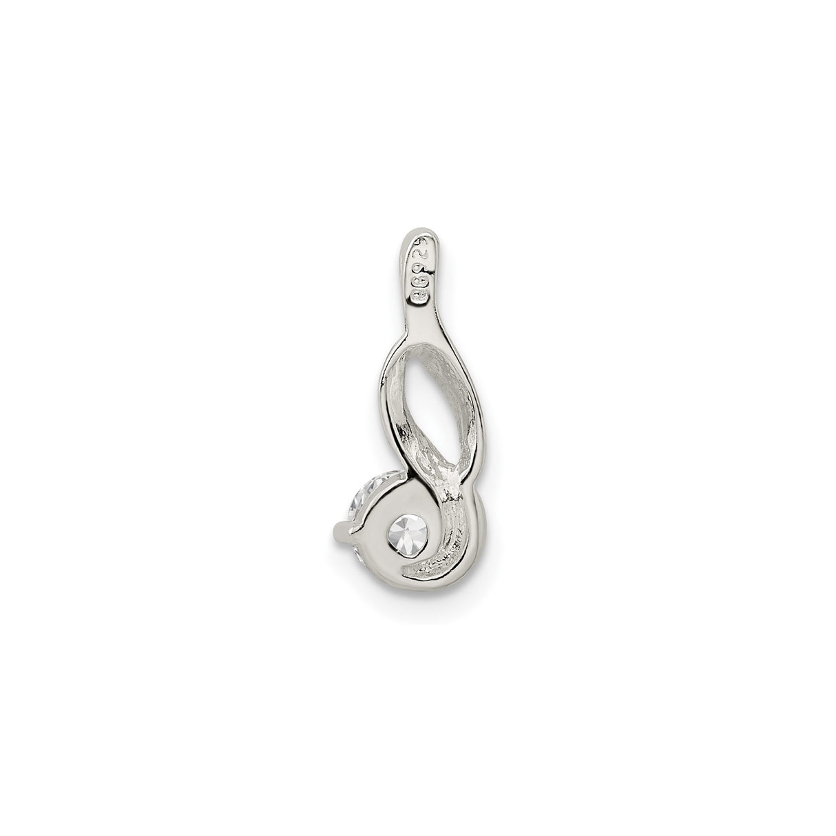 Sterling Silver Infinity Pendant with Cubic Zirconia, Twisted Design, Symbol of Eternal Love