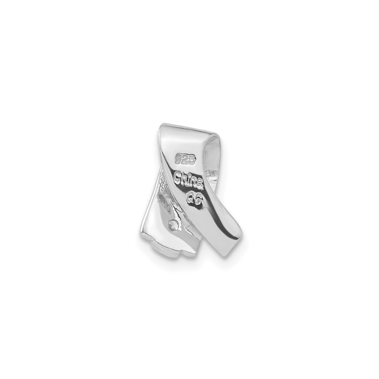 Sterling Silver Awareness Ribbon Pendant with Cubic Zirconia, Textured Finish, Hope Symbol