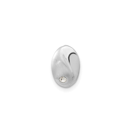Sterling Silver Yin Yang Charm Bead with Cubic Zirconia, Modern Abstract Design