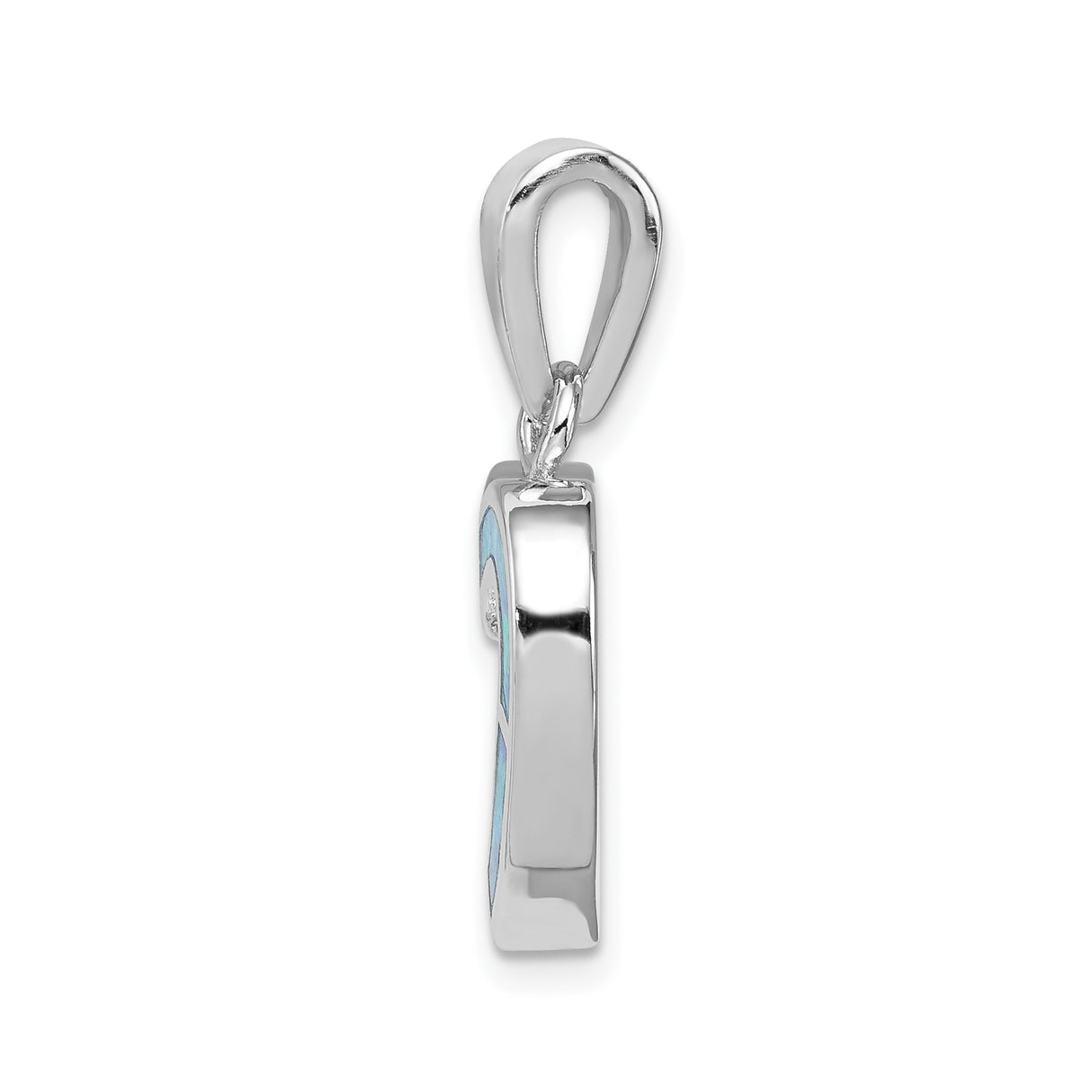 Sterling Silver Heart Pendant with Cubic Zirconia and Lab Created Blue Opal Inlay