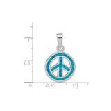 Sterling Silver Peace Pendant with Lab Created Blue Opal Inlay, Boho Spiritual Jewelry