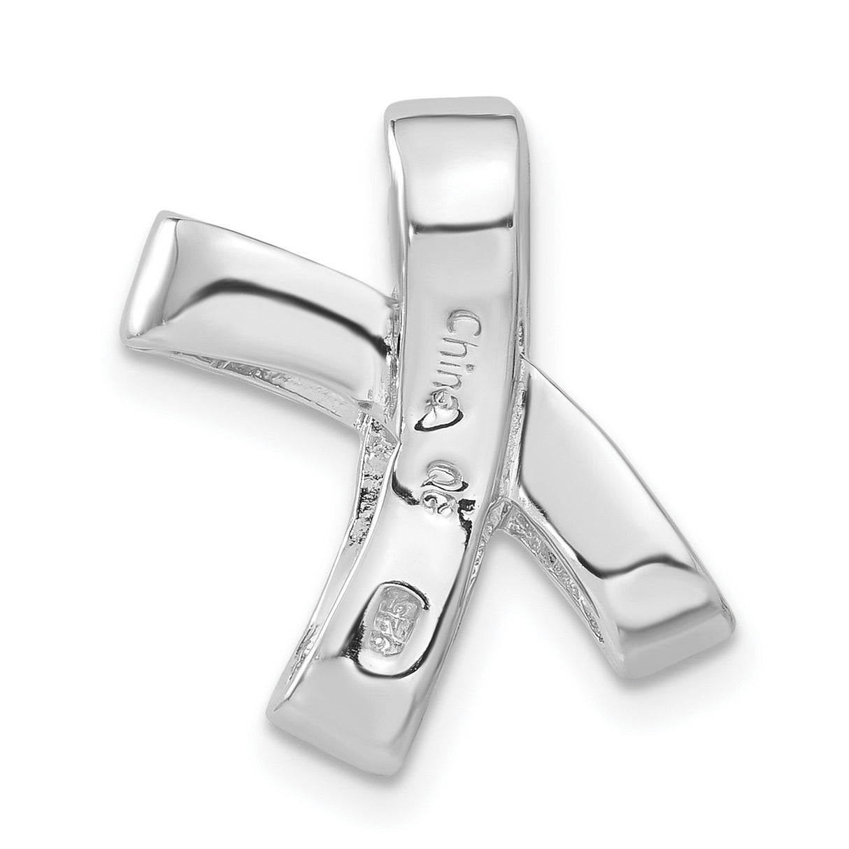 Sterling Silver Cross Pendant with Cubic Zirconia, Curved Design, Christian Jewelry for Women
