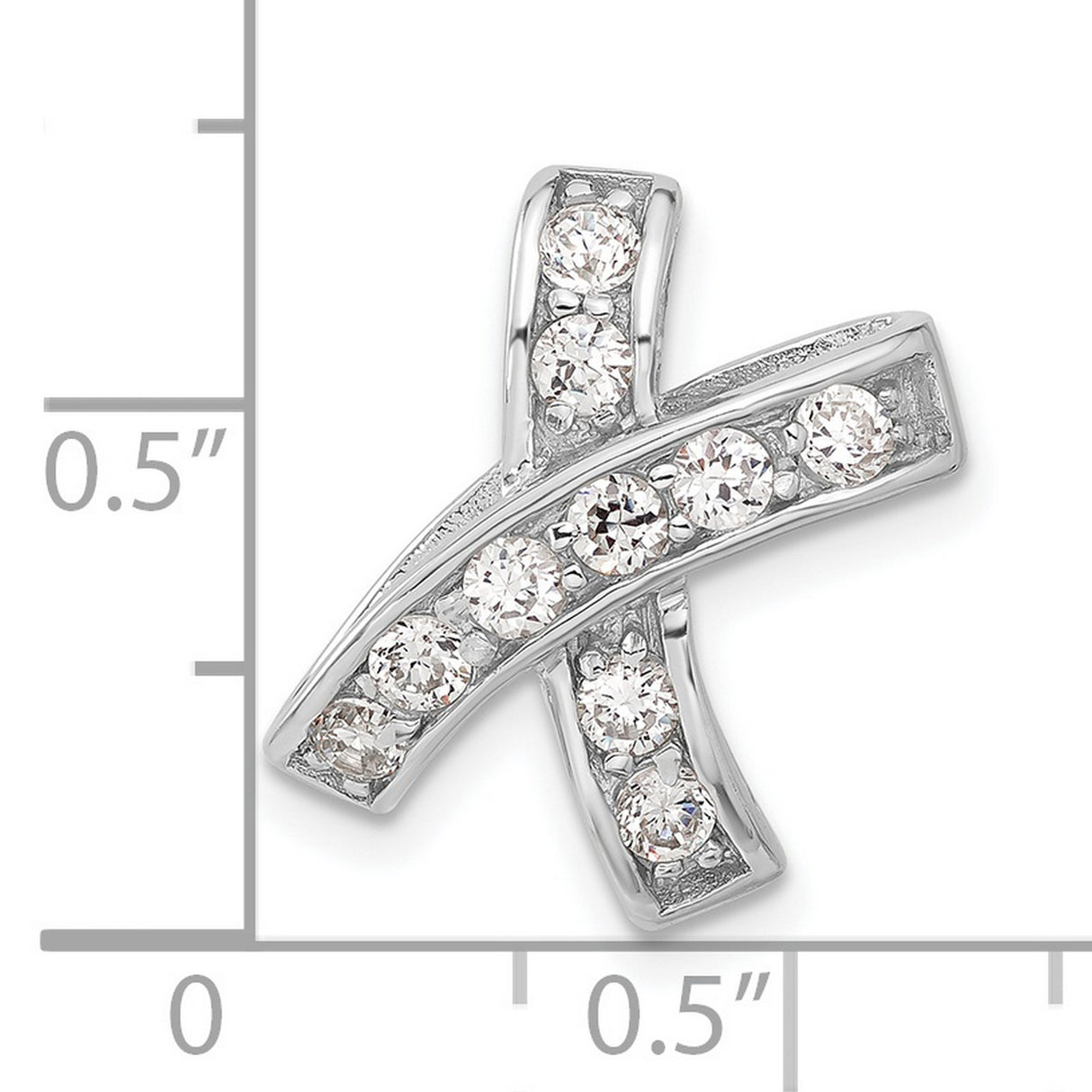 Sterling Silver Cross Pendant with Cubic Zirconia, Curved Design, Christian Jewelry for Women