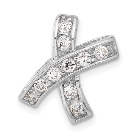 Sterling Silver Cross Pendant with Cubic Zirconia, Curved Design, Christian Jewelry for Women