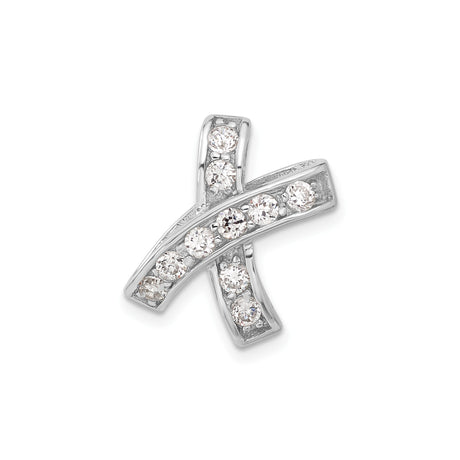 Sterling Silver Cross Pendant with Cubic Zirconia, Curved Design, Christian Jewelry for Women