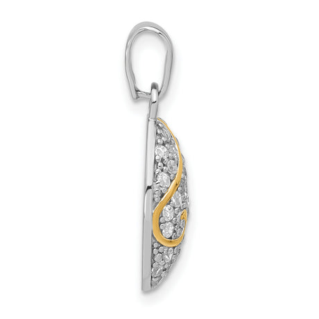 Gold Plating CZ Charm Pendant in Real 925 Sterling Silver