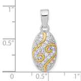 Gold Plating CZ Charm Pendant in Real 925 Sterling Silver