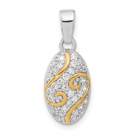 Gold Plating CZ Charm Pendant in Real 925 Sterling Silver