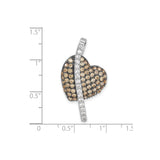 Sterling Silver Heart Pendant with Champagne and White Cubic Zirconia for Women