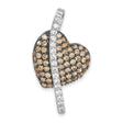 Sterling Silver Heart Pendant with Champagne and White Cubic Zirconia for Women