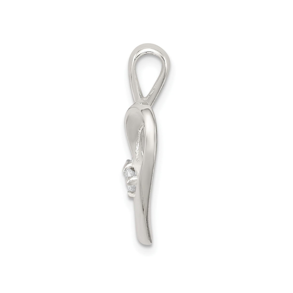 Sterling Silver Heart Pendant with Cubic Zirconia, Open Design Symbolizing Love and Connection