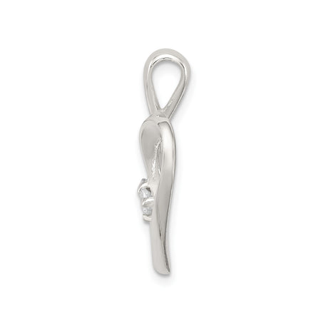 Sterling Silver Heart Pendant with Cubic Zirconia, Open Design Symbolizing Love and Connection