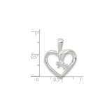 Sterling Silver Heart Pendant with Cubic Zirconia, Open Design Symbolizing Love and Connection