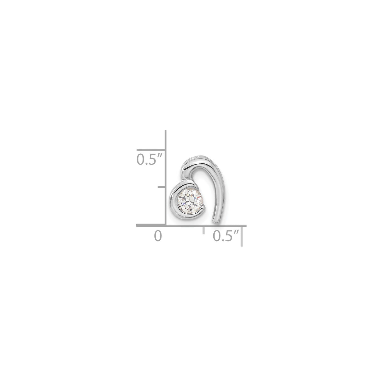 Sterling Silver Heart Pendant with Cubic Zirconia, Abstract Minimalist Design for Women