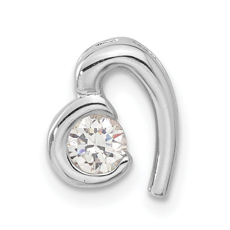 Sterling Silver Heart Pendant with Cubic Zirconia, Abstract Minimalist Design for Women