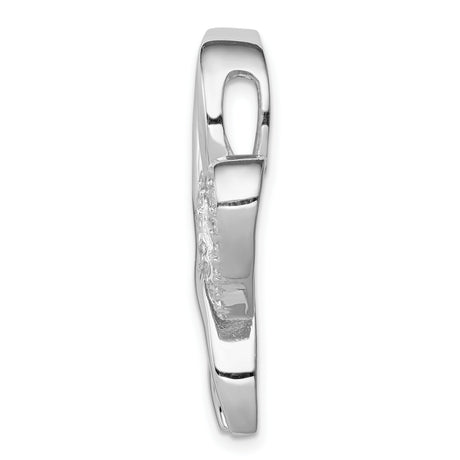 Sterling Silver Awareness Ribbon Pendant with Cubic Zirconia Heart Accent, Memorial Jewelry for Women