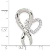 Sterling Silver Awareness Ribbon Pendant with Cubic Zirconia Heart Accent, Memorial Jewelry for Women