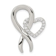 Sterling Silver Awareness Ribbon Pendant with Cubic Zirconia Heart Accent, Memorial Jewelry for Women