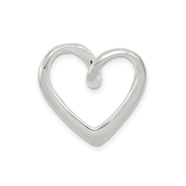Sterling Silver Open Heart Pendant, Minimalist Modern Love Charm for Women