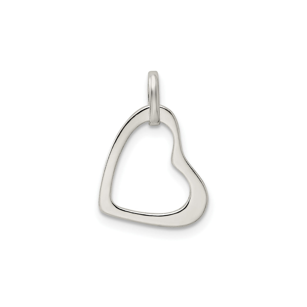 Sterling Silver Heart Pendant, Asymmetrical Open Heart Design, Minimalist Romantic Jewelry for Women