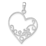 Flower Heart Charm Pendant in Real 925 Sterling Silver