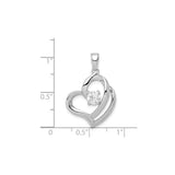 Sterling Silver Heart Pendant with Cubic Zirconia Centerpiece, Romantic Jewelry for Women