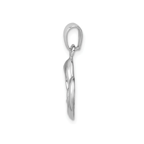 Sterling Silver Heart Pendant with Double Heart Design and Cubic Zirconia Accent