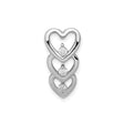 Sterling Silver Heart Pendant with Cubic Zirconia, Three Open Hearts Design