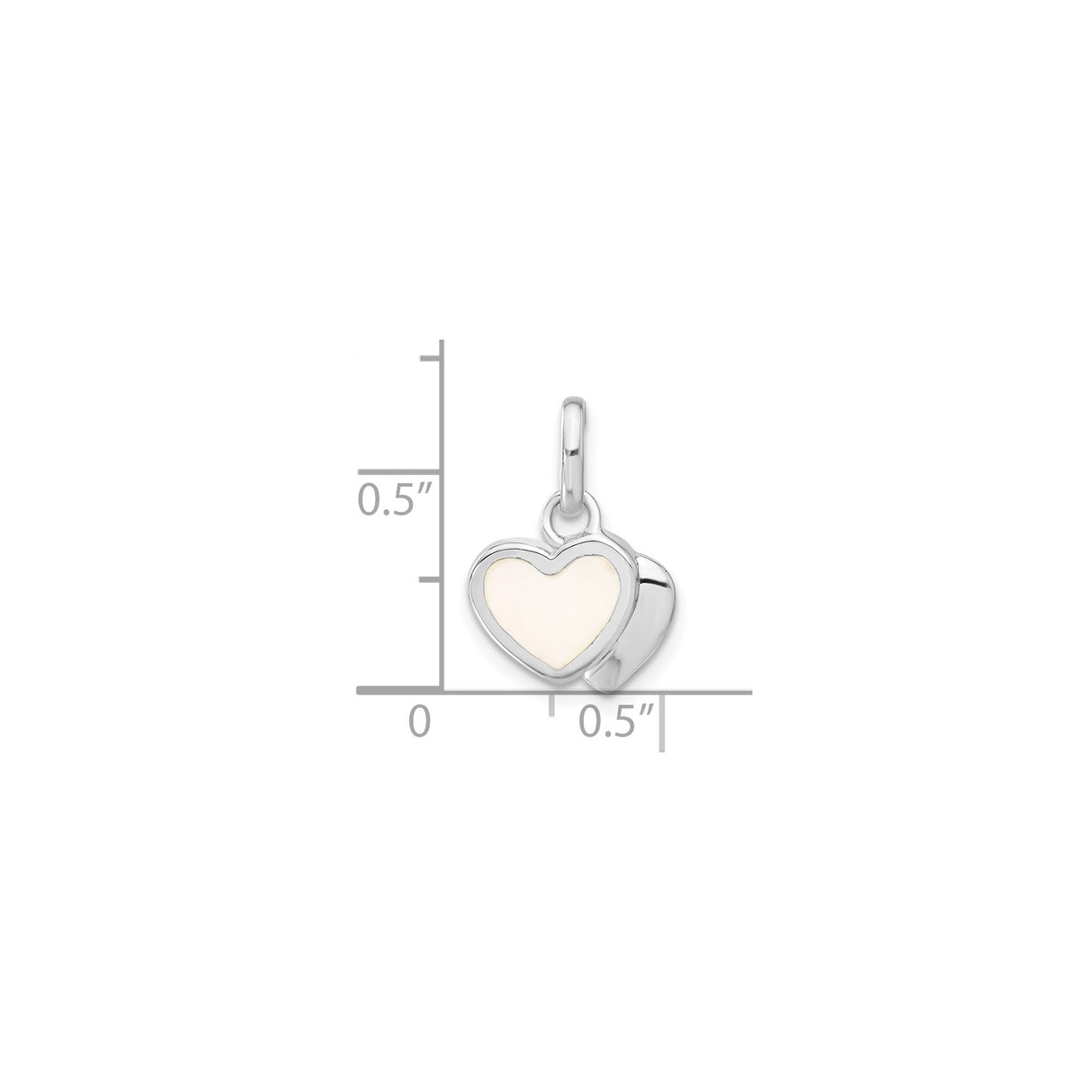 Sterling Silver Heart Locket Charm with Mother Of Pearl, Double Heart Design