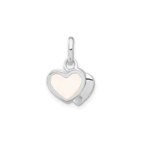 Sterling Silver Heart Locket Charm with Mother Of Pearl, Double Heart Design