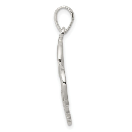 Sterling Silver Heart Pendant with Script Love Design, Romantic Open Heart Jewelry for Women