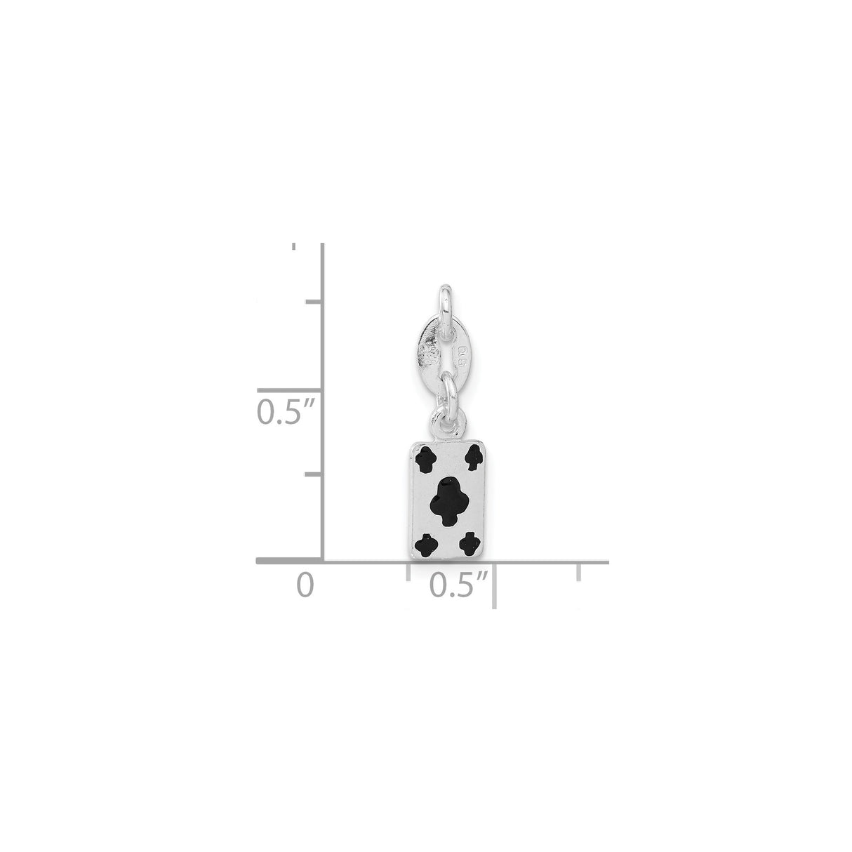 Sterling Silver Five of Clubs Pendant, Enamel Playing Card Charm, Unisex Poker Jewelry