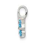 Blue Topaz Slide Charm Pendant in Real 925 Sterling Silver