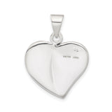 Sterling Silver Heart Pendant with Red Center Accent, Ornate Swirling Artistic Design