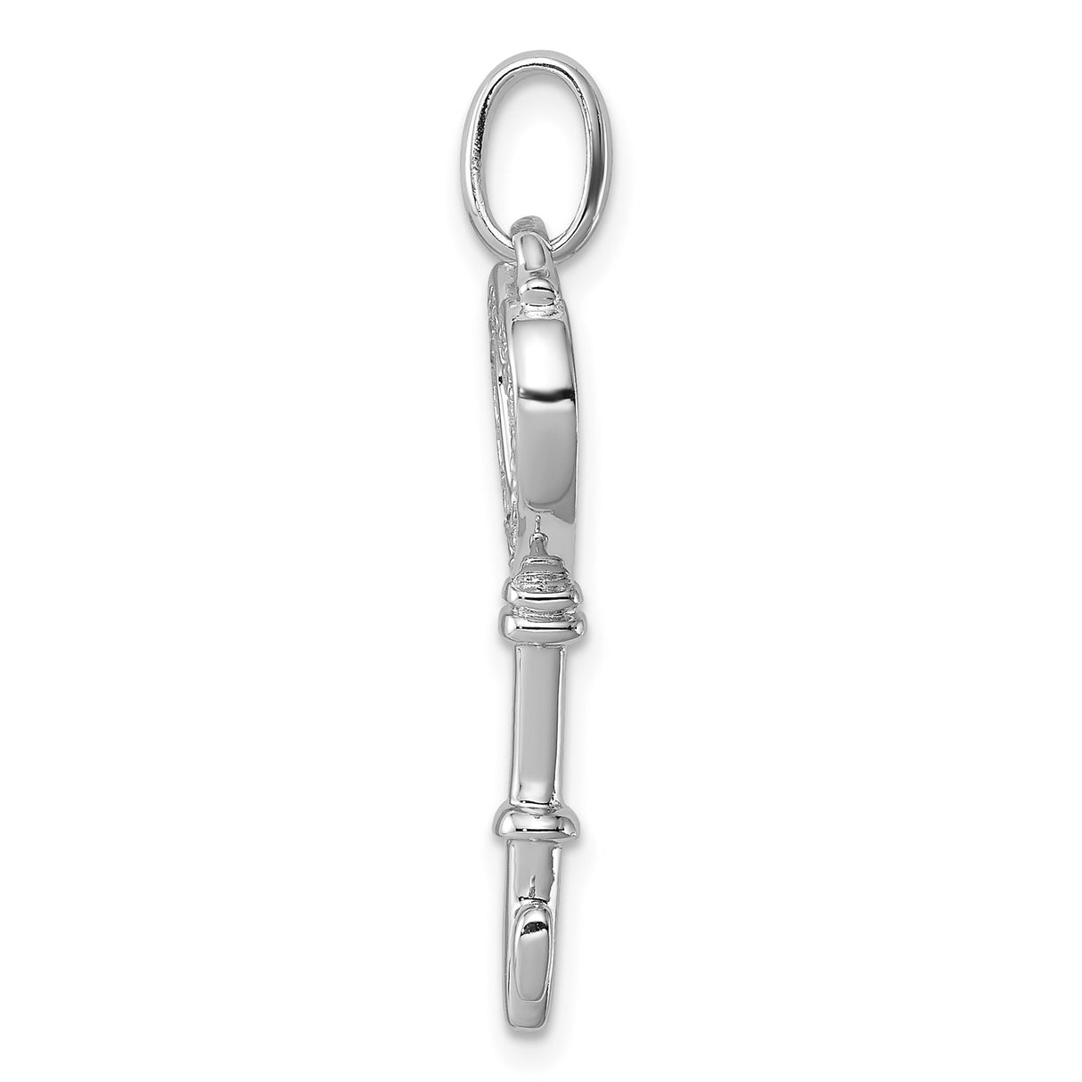 Sterling Silver Key Pendant with Heart Outline and Cubic Zirconia, Romantic Love Charm for Women
