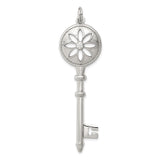 Sterling Silver Key Pendant with Cubic Zirconia, Floral Cutout Design, Inspirational Jewelry for Women
