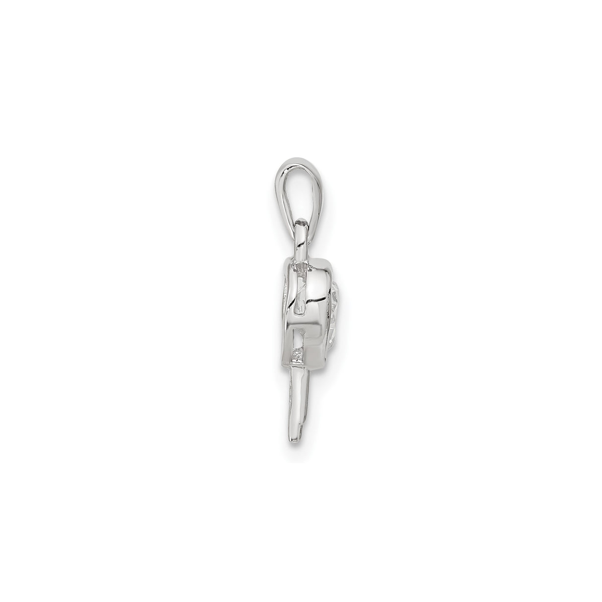 Sterling Silver Heart Key Pendant with Cubic Zirconia, Romantic Jewelry for Women