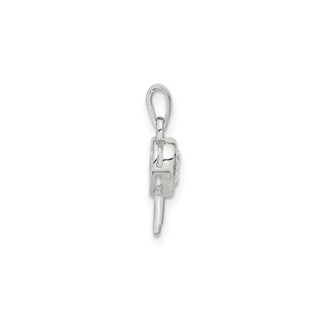 Sterling Silver Heart Key Pendant with Cubic Zirconia, Romantic Jewelry for Women