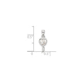 Sterling Silver Heart Key Pendant with Cubic Zirconia, Romantic Jewelry for Women