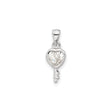 Sterling Silver Heart Key Pendant with Cubic Zirconia, Romantic Jewelry for Women