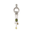 Sterling Silver Pendant with Cubic Zirconia, Twisted Rope Loop and Oval Olive Green Drop