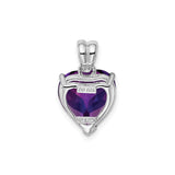 Sterling Silver Heart Pendant with Amethyst Gemstone, Romantic Jewelry for Women