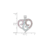 Sterling Silver Heart Pendant with Cubic Zirconia, Swirling Filigree and Intertwined Design