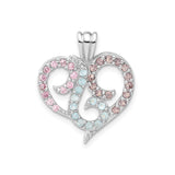 Sterling Silver Heart Pendant with Cubic Zirconia, Swirling Filigree and Intertwined Design